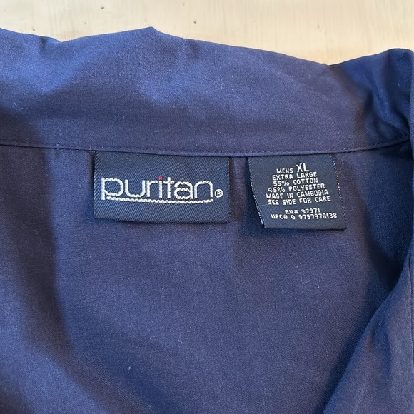 XL Men Puritan Navy Blue Pajama/Lounge Shirt Cotton/Polyester Contrast Piping - Picture 2 of 7